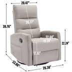 Fauteuil inclinable manuel à bascule et pivotant en tissu pour salon