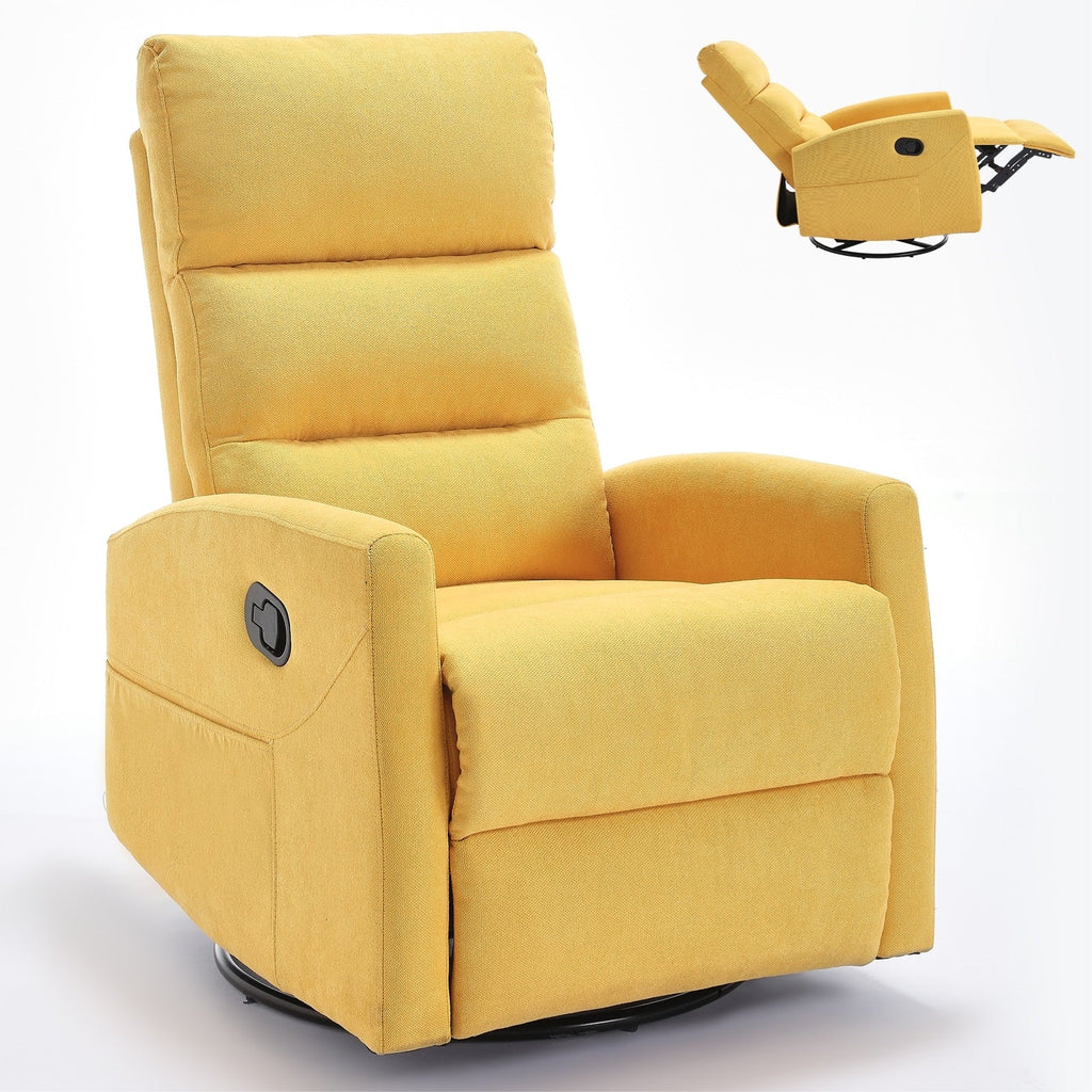 Fauteuil inclinable manuel à bascule et pivotant en tissu pour salon