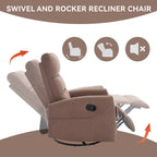 Fauteuil inclinable manuel à bascule et pivotant en tissu pour salon