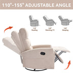 Fauteuil inclinable manuel à bascule et pivotant en tissu pour salon