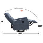 Fauteuil inclinable manuel à bascule et pivotant en tissu pour salon