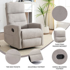 Fauteuil inclinable manuel à bascule et pivotant en tissu pour salon