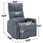Fauteuil inclinable manuel à bascule et pivotant en tissu pour salon