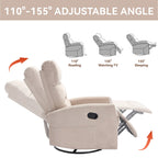 Fauteuil inclinable manuel à bascule et pivotant en tissu pour salon