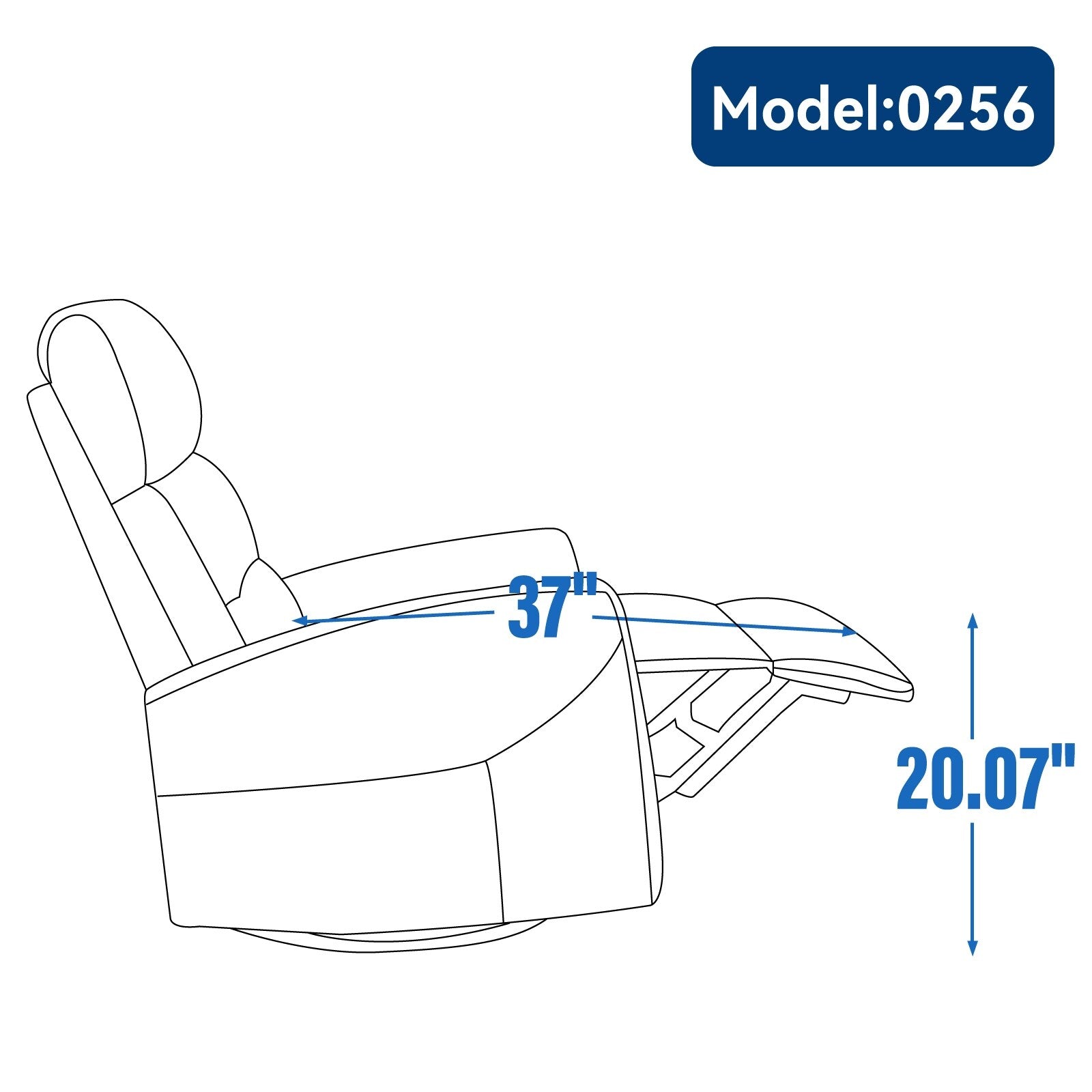 Fauteuil inclinable manuel à bascule et pivotant en tissu pour salon