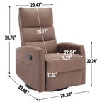 Fauteuil inclinable manuel à bascule et pivotant en tissu pour salon