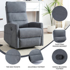 Fauteuil inclinable manuel à bascule et pivotant en tissu pour salon