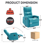 Fauteuil inclinable manuel à bascule et pivotant en tissu pour salon