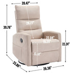 Fauteuil inclinable manuel à bascule et pivotant en tissu pour salon