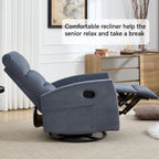 Fauteuil inclinable manuel à bascule et pivotant en tissu pour salon
