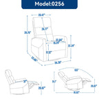 Fauteuil inclinable manuel à bascule et pivotant en tissu pour salon