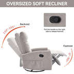 Fauteuil inclinable manuel à bascule et pivotant en tissu pour salon