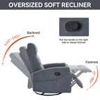 Fauteuil inclinable manuel à bascule et pivotant en tissu pour salon