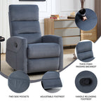 Fauteuil inclinable manuel à bascule et pivotant en tissu pour salon