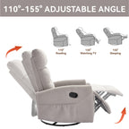 Fauteuil inclinable manuel à bascule et pivotant en tissu pour salon