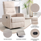 Fauteuil inclinable manuel pivotant et basculant, fauteuil inclinable en tissu respirant, fauteuils inclinables pour petits espaces