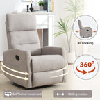 Fauteuil inclinable manuel pivotant et basculant, fauteuil inclinable en tissu respirant, fauteuils inclinables pour petits espaces