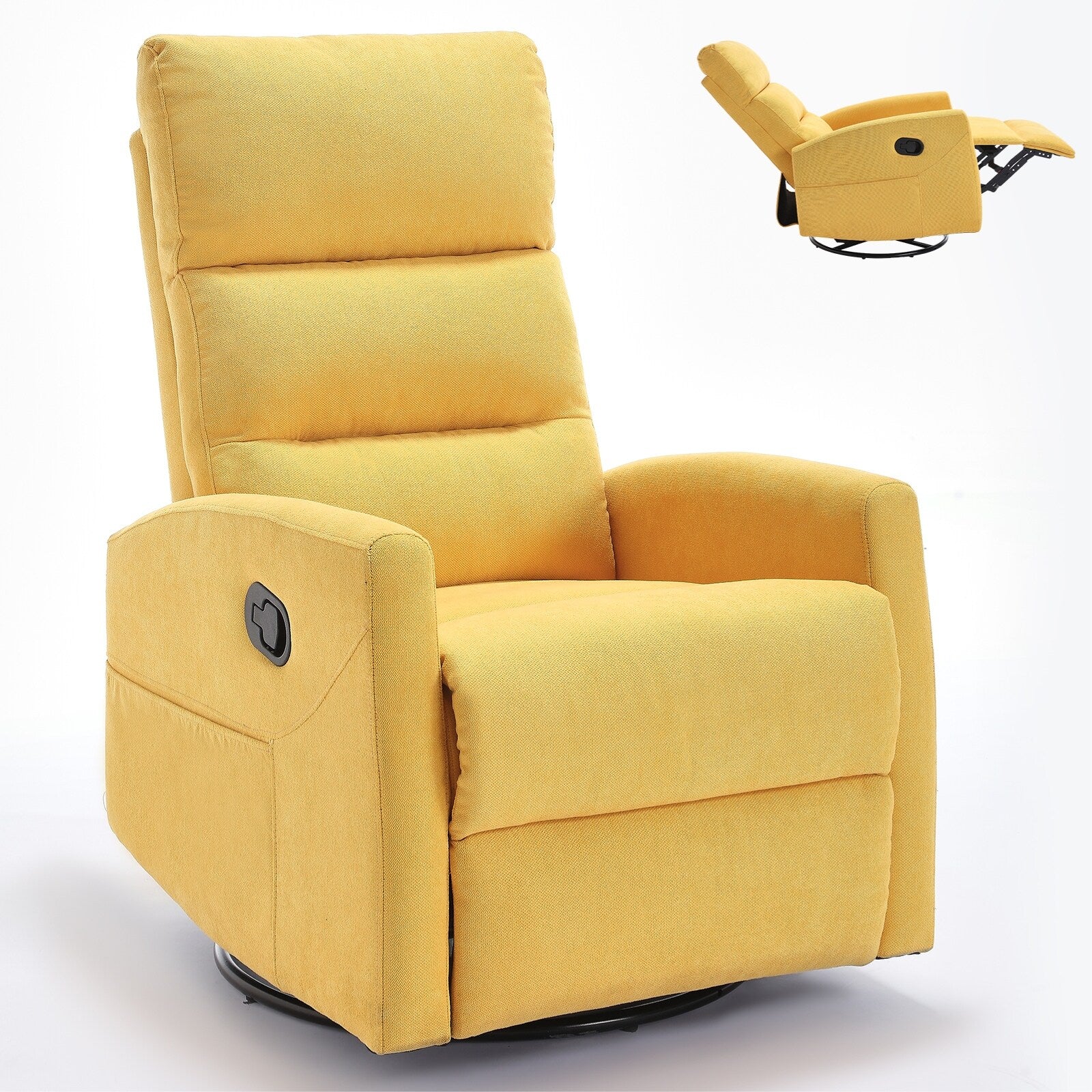 Fauteuil inclinable manuel pivotant et basculant, fauteuil inclinable en tissu respirant, fauteuils inclinables pour petits espaces