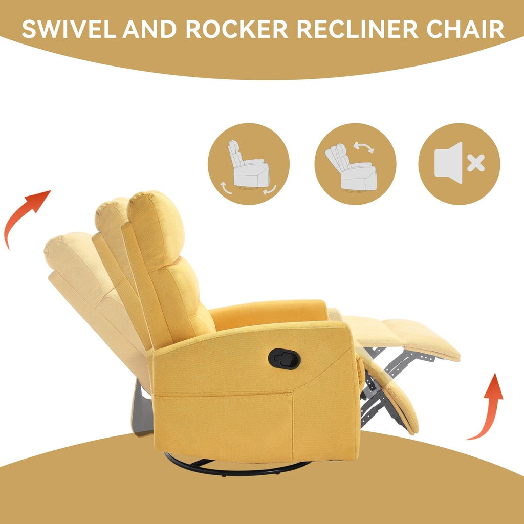 Fauteuil inclinable manuel pivotant et basculant, fauteuil inclinable en tissu respirant, fauteuils inclinables pour petits espaces