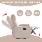Fauteuil inclinable manuel pivotant et basculant, fauteuil inclinable en tissu respirant, fauteuils inclinables pour petits espaces