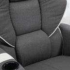 Fauteuil inclinable manuel, pivotant, avec repose-pieds et deux porte-gobelets, pour salon, noir