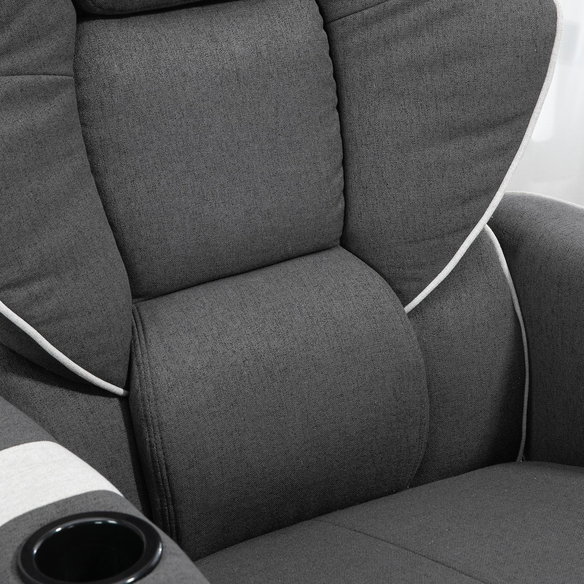 Fauteuil inclinable manuel, pivotant, avec repose-pieds et deux porte-gobelets, pour salon, noir