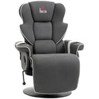 Fauteuil inclinable manuel, pivotant, avec repose-pieds et deux porte-gobelets, pour salon, noir