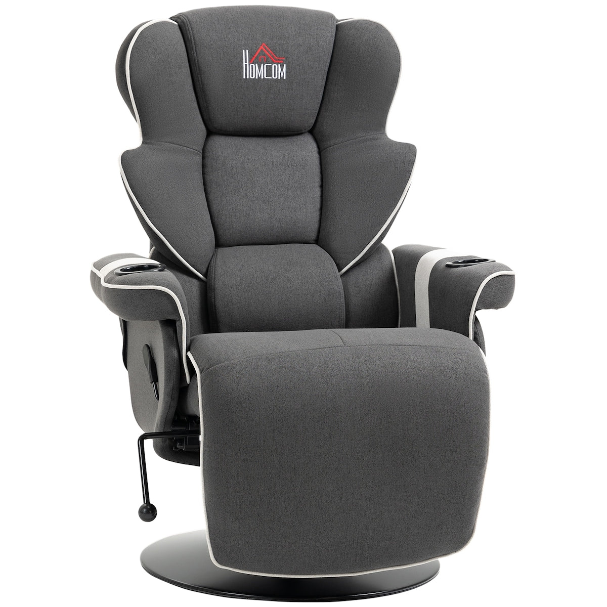 Fauteuil inclinable manuel, pivotant, avec repose-pieds et deux porte-gobelets, pour salon, noir