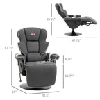 Fauteuil inclinable manuel, pivotant, avec repose-pieds et deux porte-gobelets, pour salon, noir