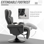 Fauteuil inclinable manuel, pivotant, avec repose-pieds et deux porte-gobelets, pour salon, noir
