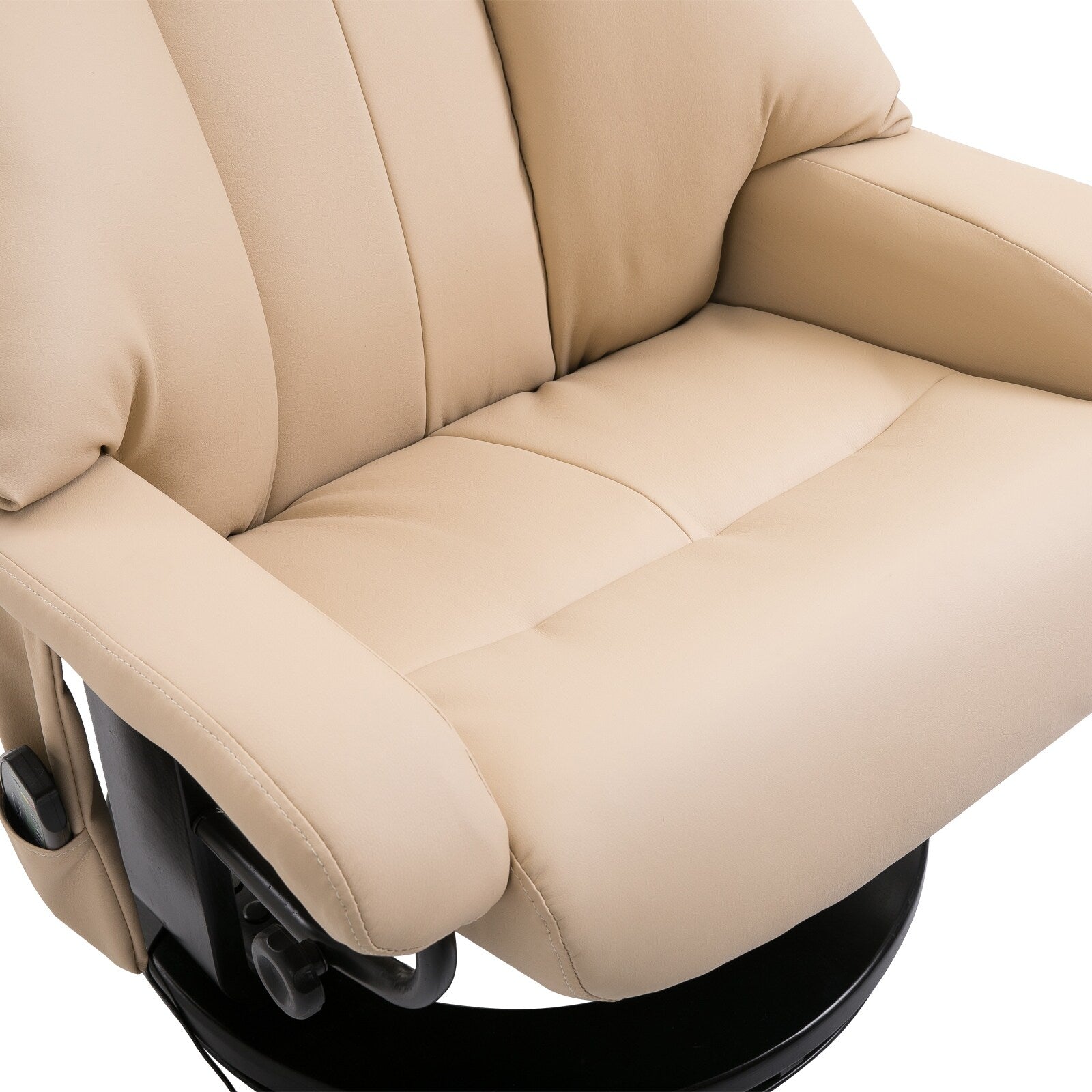 Fauteuil de massage inclinable manuel pivotant à 360° en cuir PU avec repose-pieds, vibration à 10 points, télécommande et poche latérale