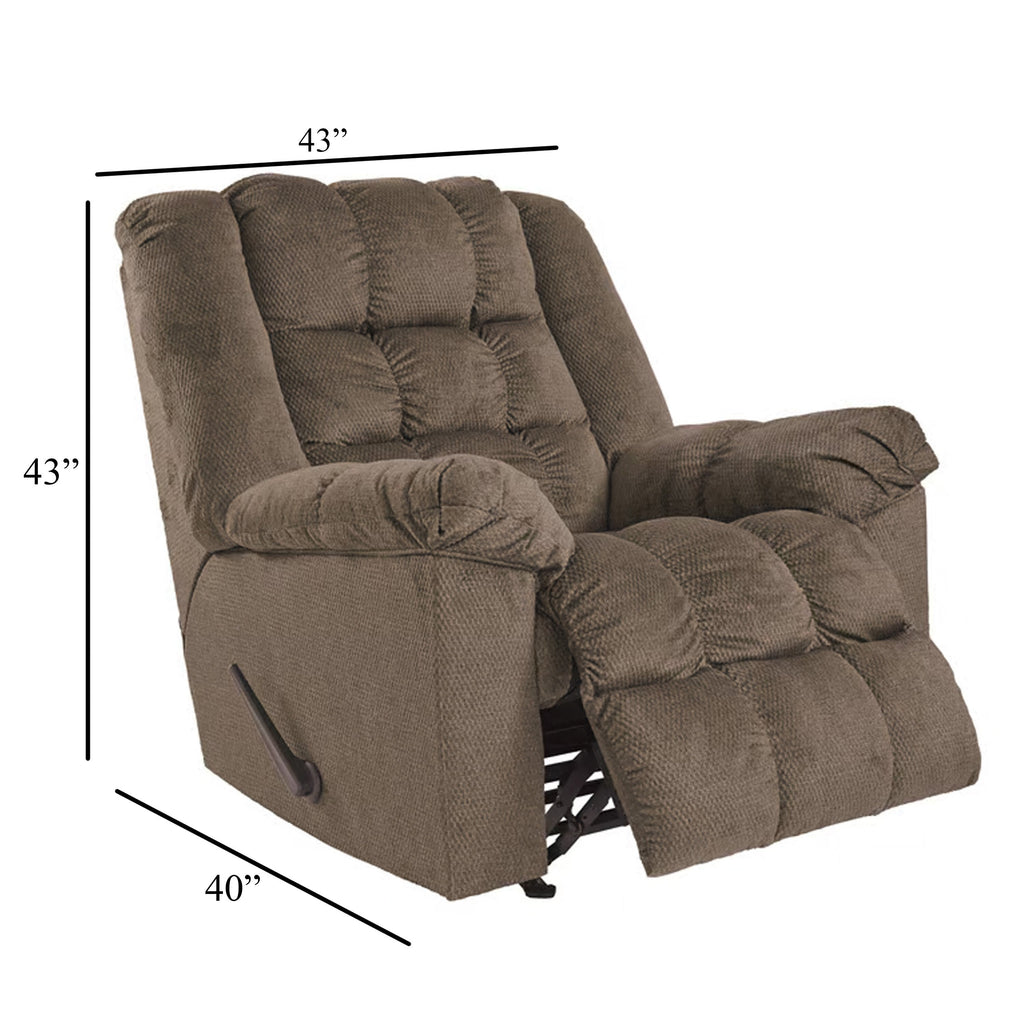 Fauteuil inclinable à bascule manuel, fonction chauffage et massage, brun automne