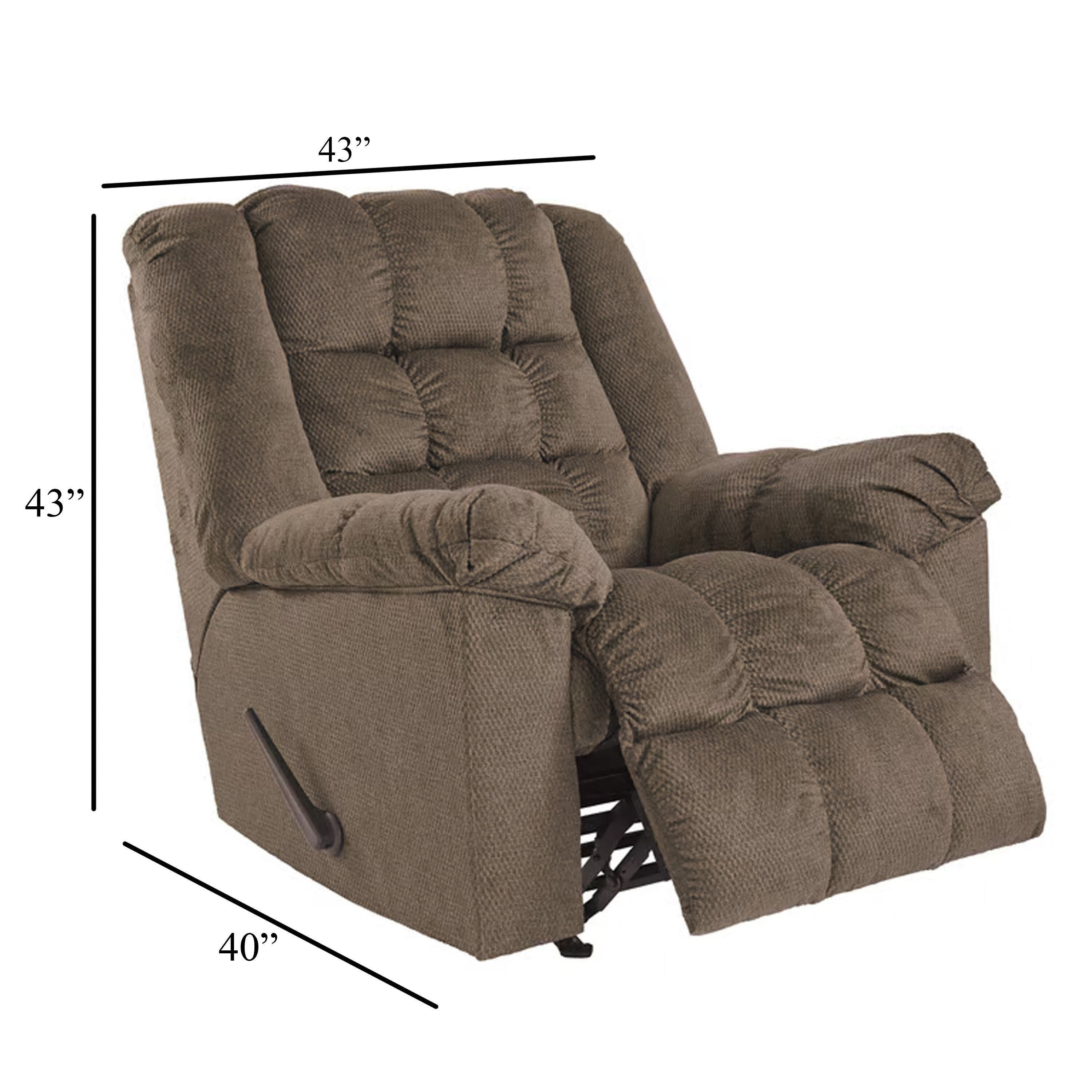 Fauteuil inclinable à bascule manuel, fonction chauffage et massage, brun automne