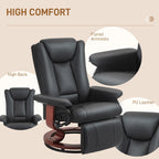 Fauteuil inclinable pivotant manuel, fauteuil de salon réglable en cuir PU, fauteuil à dossier haut avec repose-pieds et rembourrage