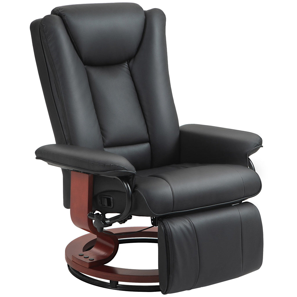 Fauteuil inclinable pivotant manuel, fauteuil de salon réglable en cuir PU, fauteuil à dossier haut avec repose-pieds et rembourrage