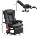 Fauteuil inclinable pivotant manuel, fauteuil de salon réglable en cuir PU, fauteuil à dossier haut avec repose-pieds et rembourrage