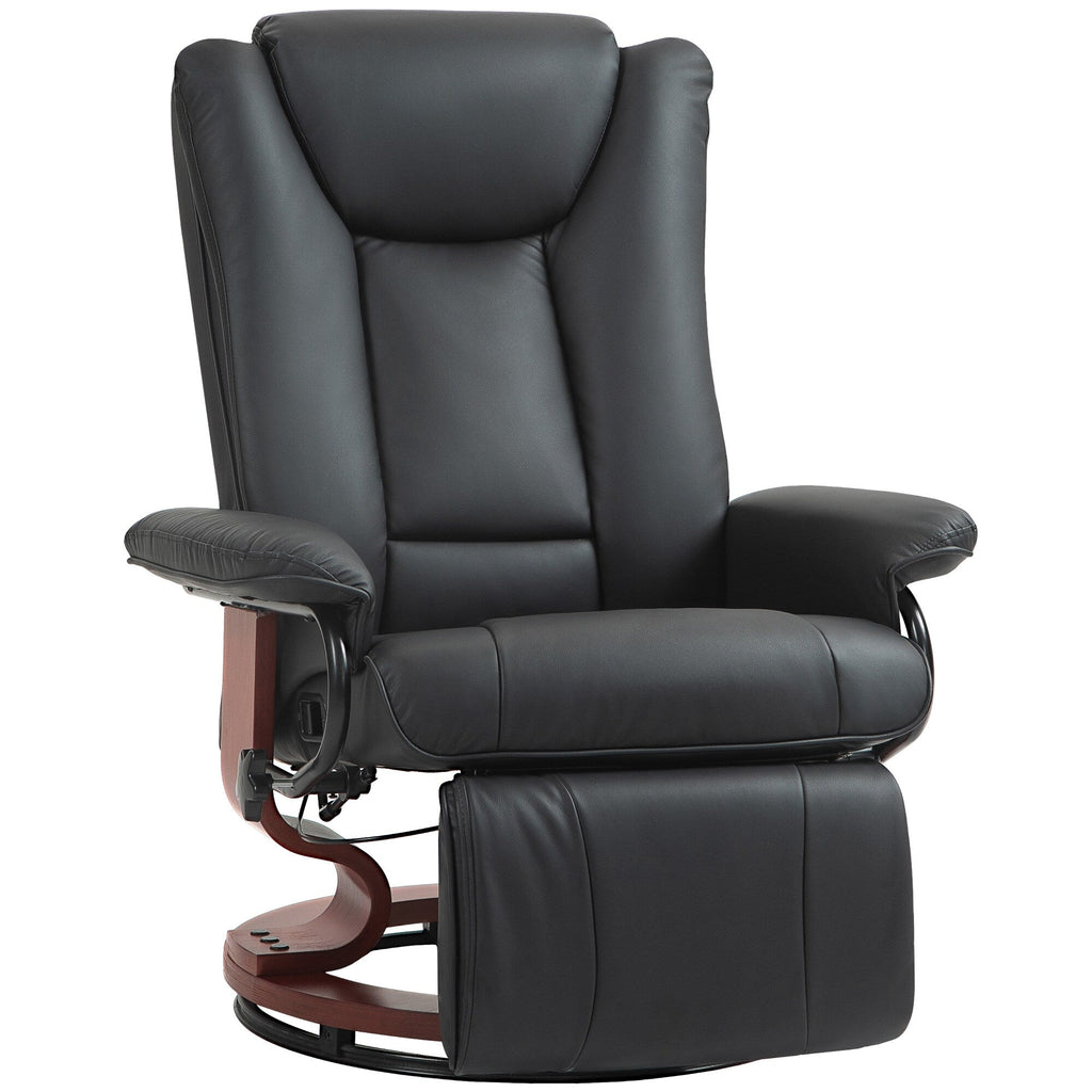 Fauteuil inclinable pivotant manuel, fauteuil de salon réglable en cuir PU, fauteuil à dossier haut avec repose-pieds et rembourrage