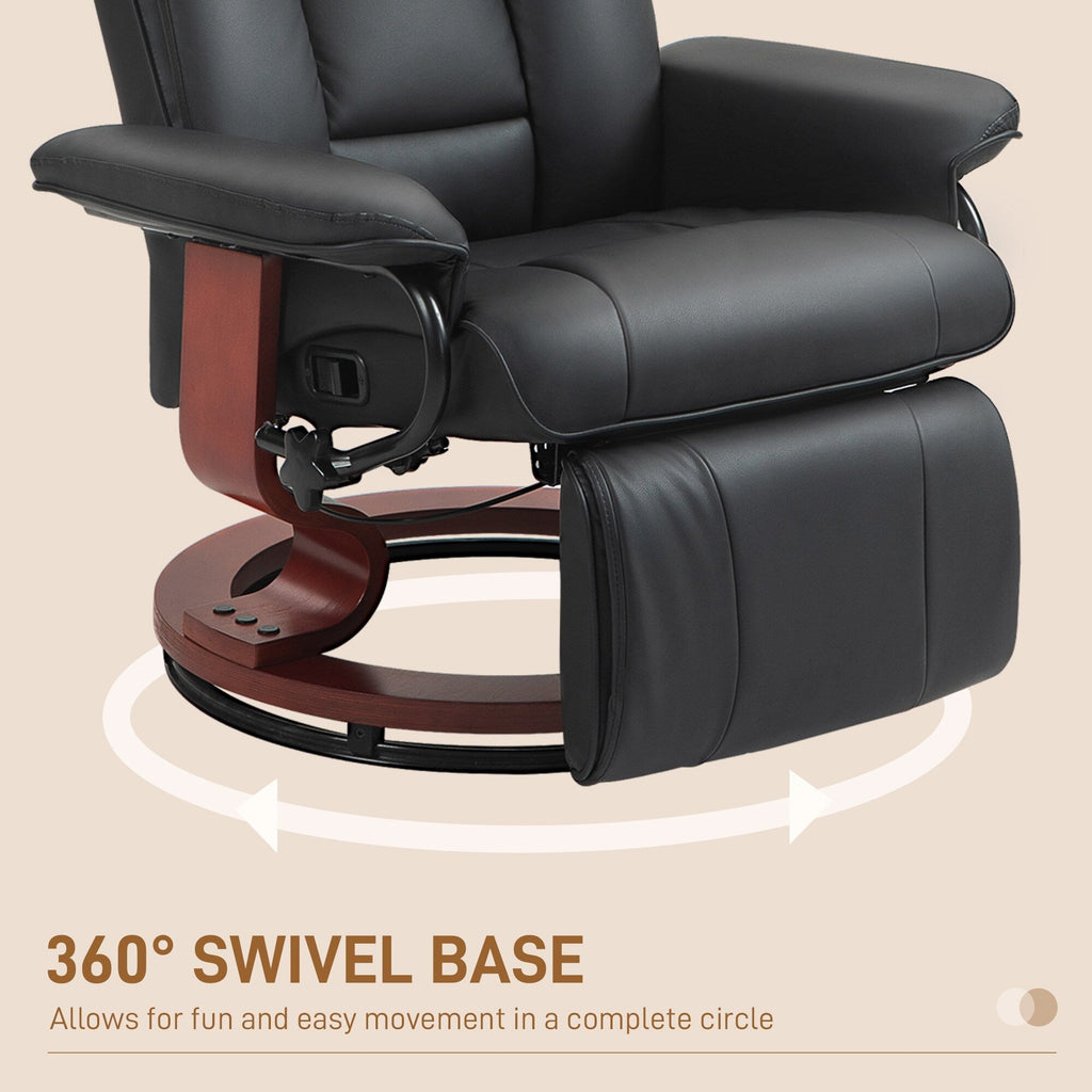 Fauteuil inclinable pivotant manuel, fauteuil de salon réglable en cuir PU, fauteuil à dossier haut avec repose-pieds et rembourrage