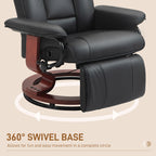 Fauteuil inclinable pivotant manuel, fauteuil de salon réglable en cuir PU, fauteuil à dossier haut avec repose-pieds et rembourrage