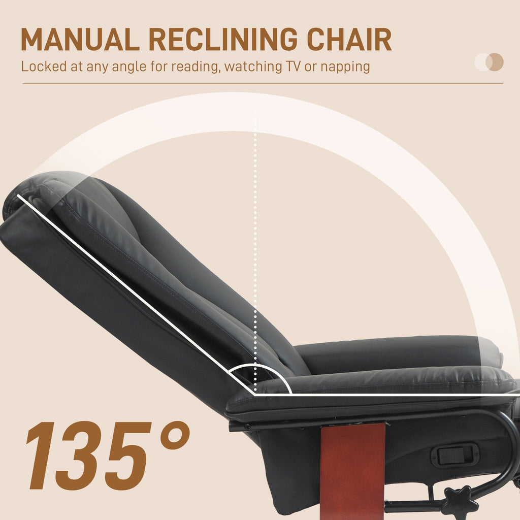 Fauteuil inclinable pivotant manuel, fauteuil de salon réglable en cuir PU, fauteuil à dossier haut avec repose-pieds et rembourrage