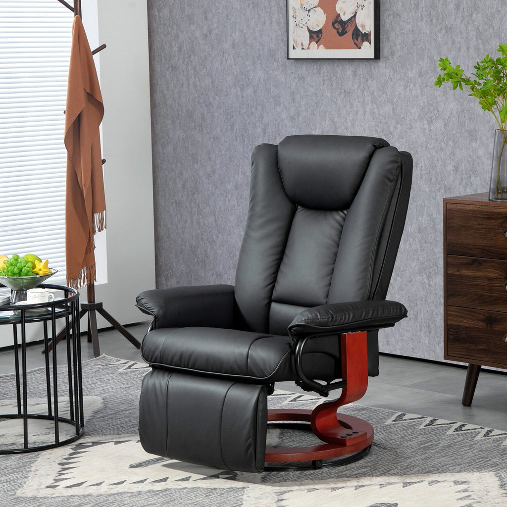 Fauteuil inclinable pivotant manuel, fauteuil de salon réglable en cuir PU, fauteuil à dossier haut avec repose-pieds et rembourrage