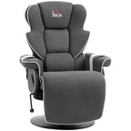 Fauteuil inclinable pivotant manuel, fauteuil de salon rembourré en lin avec dossier réglable, repose-pieds et deux porte-gobelets