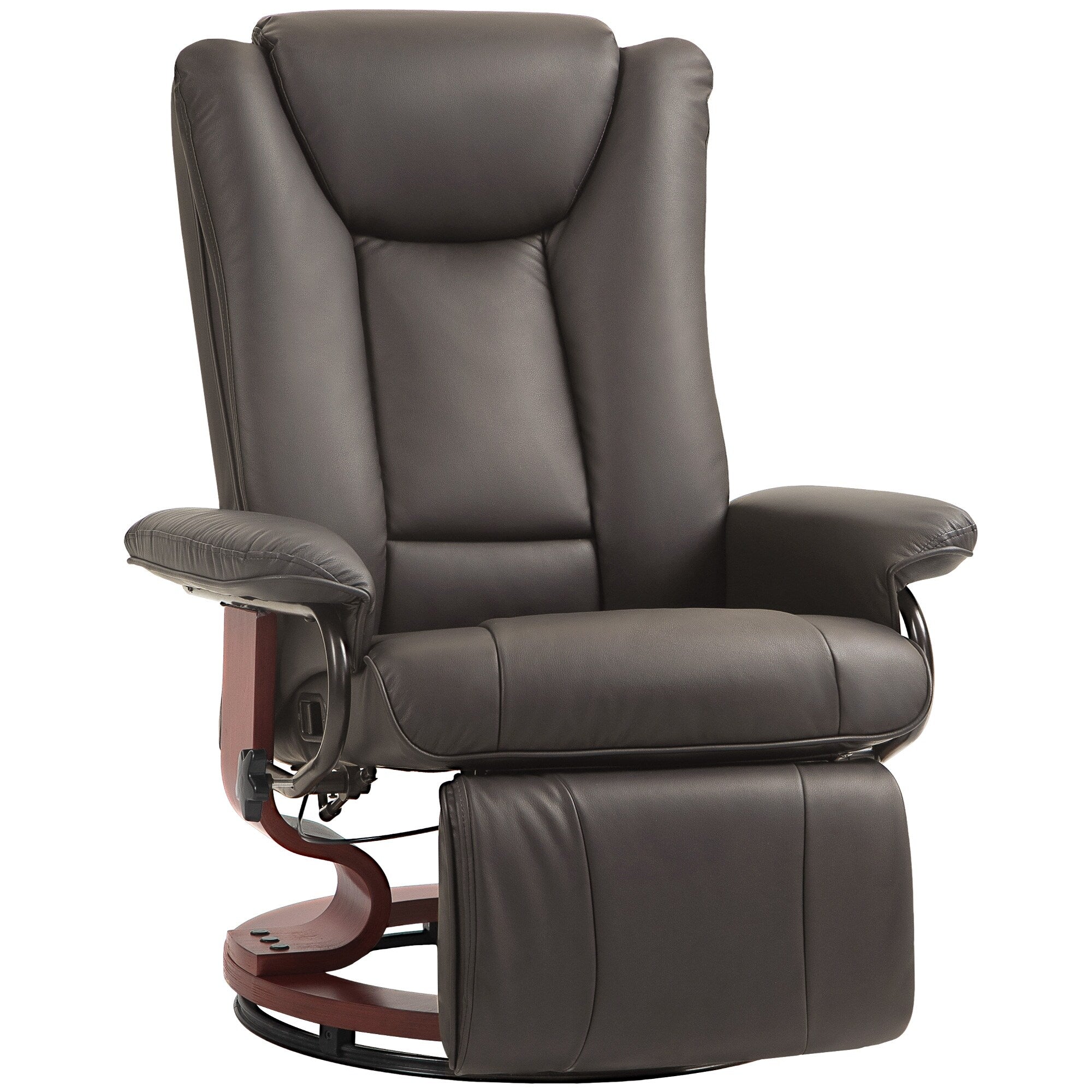 Fauteuil inclinable pivotant manuel en cuir synthétique, dossier réglable, chaise de lecture avec repose-pieds intégré