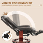 Fauteuil inclinable pivotant manuel en cuir synthétique, dossier réglable, chaise de lecture avec repose-pieds intégré