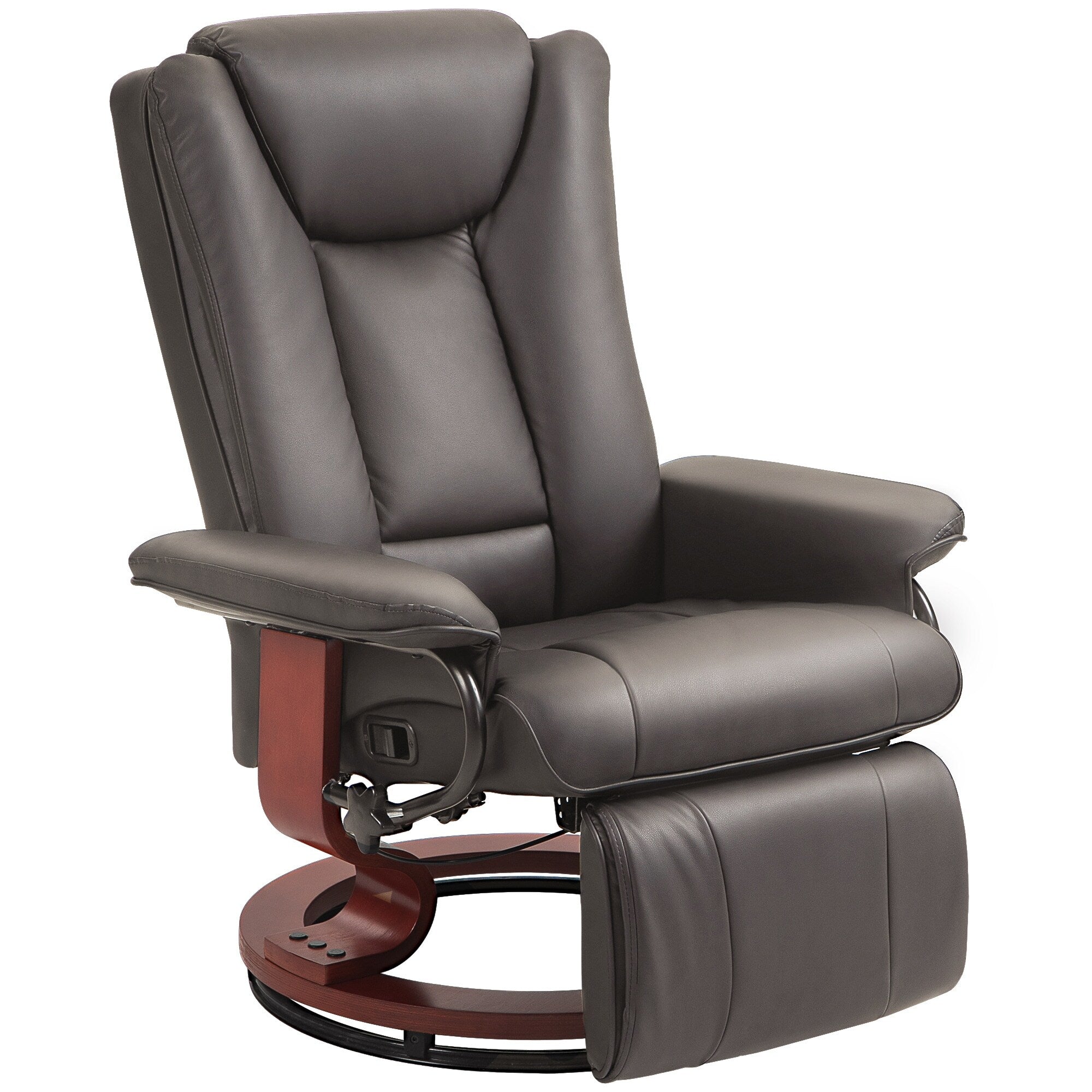 Fauteuil inclinable pivotant manuel en cuir synthétique, dossier réglable, chaise de lecture avec repose-pieds intégré