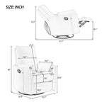 Fauteuil inclinable pivotant manuel avec mouvement de bascule, 2 oreillers amovibles, revêtement en lin et accoudoirs incurvés pour salon ou chambre d'enfant