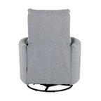 Fauteuil inclinable pivotant manuel avec mouvement de bascule, 2 oreillers amovibles, revêtement en lin et accoudoirs incurvés pour salon ou chambre d'enfant
