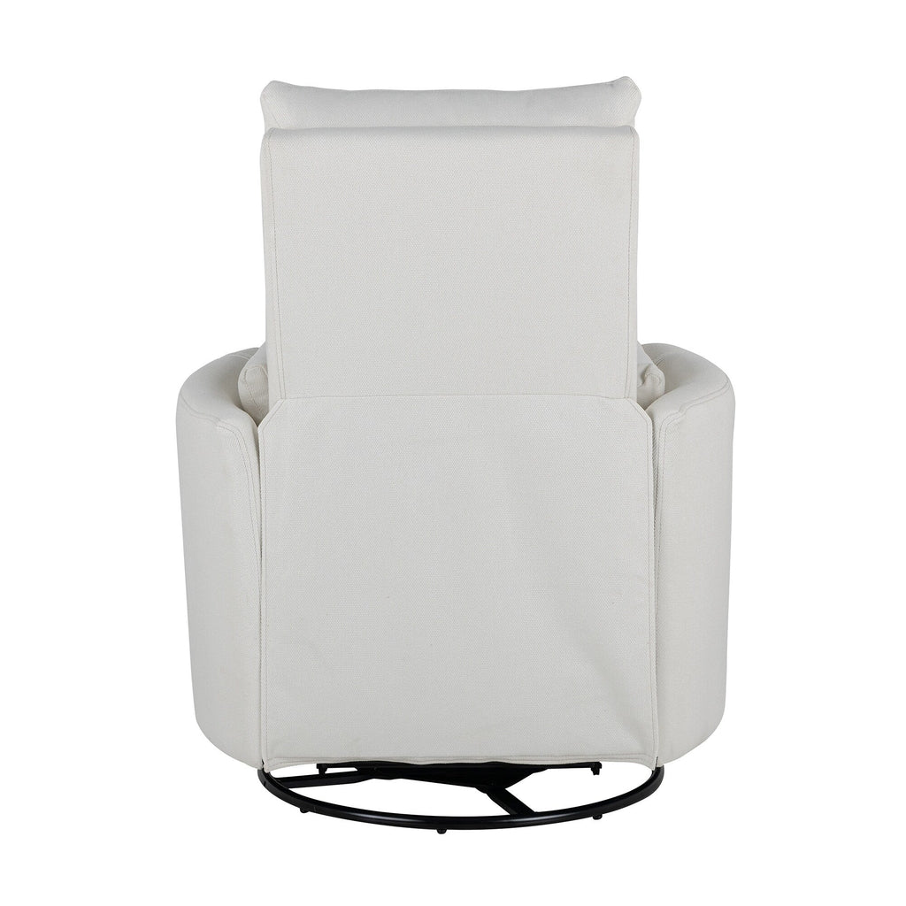 Fauteuil inclinable pivotant manuel avec mouvement de bascule, 2 oreillers amovibles, revêtement en lin et accoudoirs incurvés pour salon ou chambre d'enfant