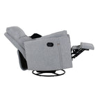 Fauteuil inclinable pivotant manuel avec mouvement de bascule, 2 oreillers amovibles, revêtement en lin et accoudoirs incurvés pour salon ou chambre d'enfant