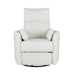 Fauteuil inclinable pivotant manuel avec mouvement de bascule, 2 oreillers amovibles, revêtement en lin et accoudoirs incurvés pour salon ou chambre d'enfant